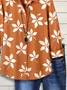 Women's Long Sleeve Shirt Spring/Fall Yellow Brown Floral Buckle Shirt Collar Regular Sleeve Daily Going Out Casual Top
