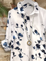 Women's Long Sleeve Shirt Spring/Fall White Floral Buckle Shirt Collar Regular Sleeve Daily Going Out Casual Top