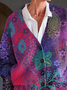 Women's Floral Print Casual V-Neck Button Cardigan
