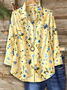Women's Long Sleeve Shirt Spring/Fall Yellow Floral Buckle Shirt Collar Regular Sleeve Daily Going Out Casual Top