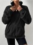 Split Joint Casual Loose Plush And Fleece Women's Stand Collar Zipper Sweatshirt