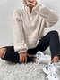 Split Joint Casual Loose Plush And Fleece Women's Stand Collar Zipper Sweatshirt