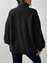 Split Joint Casual Loose Plush And Fleece Women's Stand Collar Zipper Sweatshirt