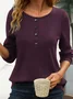 Plain Casual Crew Neck Cotton T-Shirt