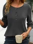 Plain Casual Crew Neck Cotton T-Shirt