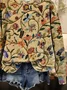 Women's Floral Print Casual Crew Neck Long Sleeve Sweatshirt