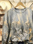Women's Floral Print Casual Crew Neck Long Sleeve Sweatshirt