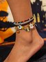 Colorful Rice Bead Ghost Pumpkin Bat Anklet Five-piece Set Dark Funny Skull Halloween Foot Ornaments Five-piece Set