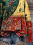 Women's Christmas Floral Print Casual Crew Neck Long Sleeve Sweatshirt