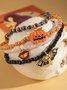 Colorful Rice Bead Ghost Pumpkin Bat Anklet Five-piece Set Dark Funny Skull Halloween Foot Ornaments Five-piece Set