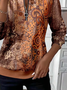 Women's Floral Print Casual Zip-Up Long Sleeve Sweatshirt