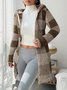 Casual Hoodie Color Block Trench Coat