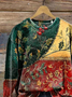 Women's Christmas Floral Print Casual Crew Neck Long Sleeve Sweatshirt