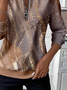 Women's Abstract Print Casual Zip-Up Long Sleeve Sweatshirt