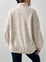 Split Joint Casual Loose Plush And Fleece Women's Stand Collar Zipper Sweatshirt