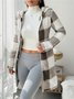 Casual Hoodie Color Block Trench Coat