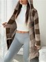 Casual Hoodie Color Block Trench Coat
