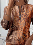Women's Floral Print Casual Zip-Up Long Sleeve Sweatshirt
