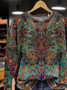Women's Floral Print Casual Crew Neck Long Sleeve Sweatshirt