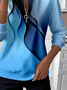 Women's Abstract Print Casual Zip-Up Long Sleeve Sweatshirt