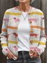 Loose Casual Animal Picture Cardigan