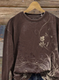 Crew Neck Casual Floral Printing Sweatshirt