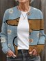 Loose Casual Animal Picture Cardigan
