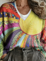 Ethnic Multicolor Block V Neck Sweater