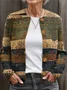 Crew Neck Vintage Gradient Pattern Cardigan