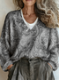 Loose Vintage Paisley V Neck Sweater