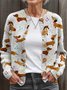 Loose Casual Animal Picture Cardigan