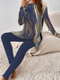 Women's Casual Comfort Printed Long Sleeve Pants Set