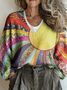 Ethnic Multicolor Block V Neck Sweater