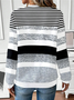 Women's Striped Print Casual Zipper Long Sleeve Sweatshirt