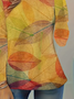 Women's Long Sleeve T-shirt Spring/Fall Yellow Leaf Jersey Crew Neck Daily Going Out Casual Tunic Top