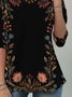 Women's Long Sleeve T-shirt Spring/Fall Black Floral Jersey Crew Neck Daily Going Out Casual Tunic Top
