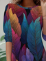 Women's Long Sleeve T-shirt Spring/Fall As Picture Leaf Jersey Crew Neck Daily Going Out Casual Tunic Top