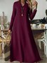 Casual Plain V Neck Dress