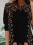 Women's Long Sleeve T-shirt Spring/Fall Black Floral Jersey Crew Neck Daily Going Out Casual Tunic Top