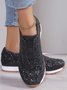 All Season Plain Street Shallow Sequined Rhinestone Elastic Casual Shoes