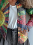 Casual Crew Neck Abstract Printing Cardigan