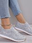 All Season Plain Street Shallow Sequined Rhinestone Elastic Casual Shoes