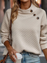 Buckle Mock Neck Simple Solid Color Diamond Jacquard Simple Half Turtleneck Sweatshirt