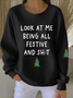 Text Letters Crew Neck Cotton Casual Sweatshirt