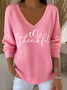 Regular Fit V Neck Casual Hoodie