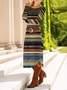Women's Long Sleeve Spring/Fall As Picture Striped Crew Neck Daily Going Out Casual Midi A-Line T-Shirt Dress Dress
