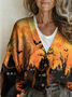 V Neck Boho Halloween Loose Cardigan
