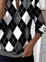 Women's Plaid Print Casual Zipper Collar Long Sleeve Sweatshirt