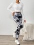 Printing Casual Plaid Extra Thick Lambskin Printed Leggings for Women Winter Plus Velvet Thickened Outerwear Pockets High Waist Warm Cotton Leggings