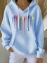 Women's Colorful Dog Heart Paw Print Casual Hoodie